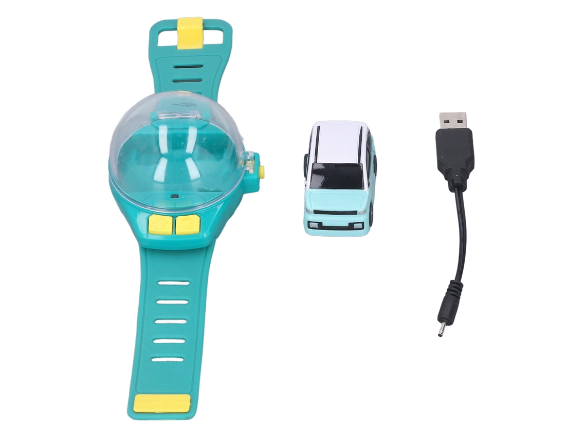 Coche De Juguete Teledirigido Con Mini Reloj Recargable Por Usb Para Niños Y Niñas - Regalo De Cumpleaños Verde
