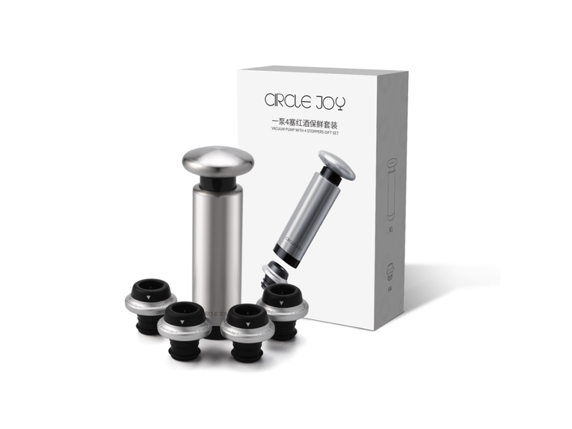 Parafuso De Vácuo Para Garrafa De Vinho Circlejoy Selador Frescor Mantenedor De Vinho Aço Inox 4 Parafusos