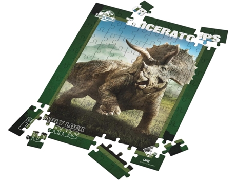 Puzzle Triceratops Jurassic World Efeito 3D Lâmina Lenticular