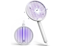 Raqueta eléctrica para matar mosquitos, 2 en 1, 4000 V, USB, recargable, plegable, matamoscas para mosquitos, moscas e insectos ZGEER