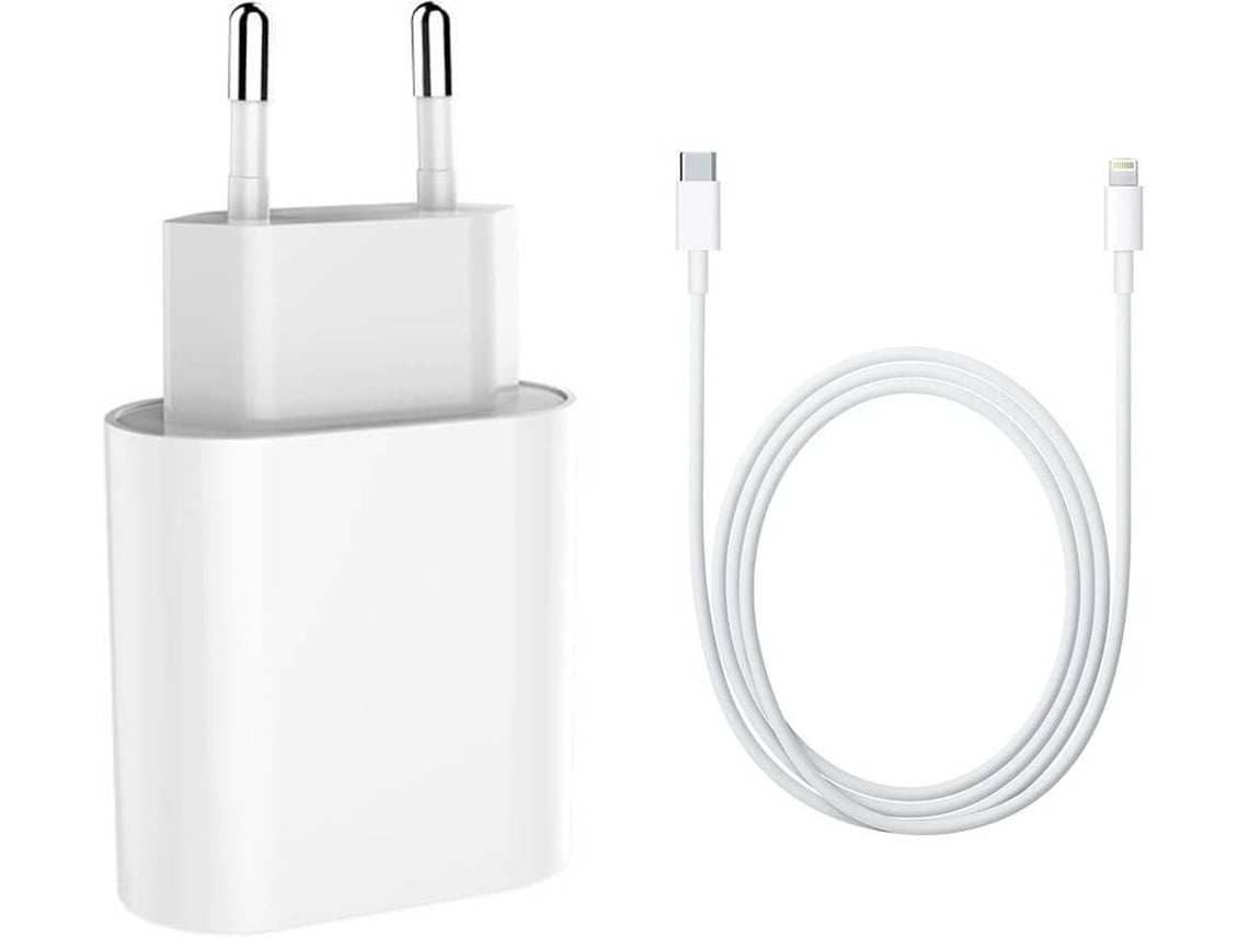 Cargador y Cable PHONESHIELD Fast Charge PD 3.0 para iPhone 11 Pro Max  (Tipo C - Lightning - Blanco)