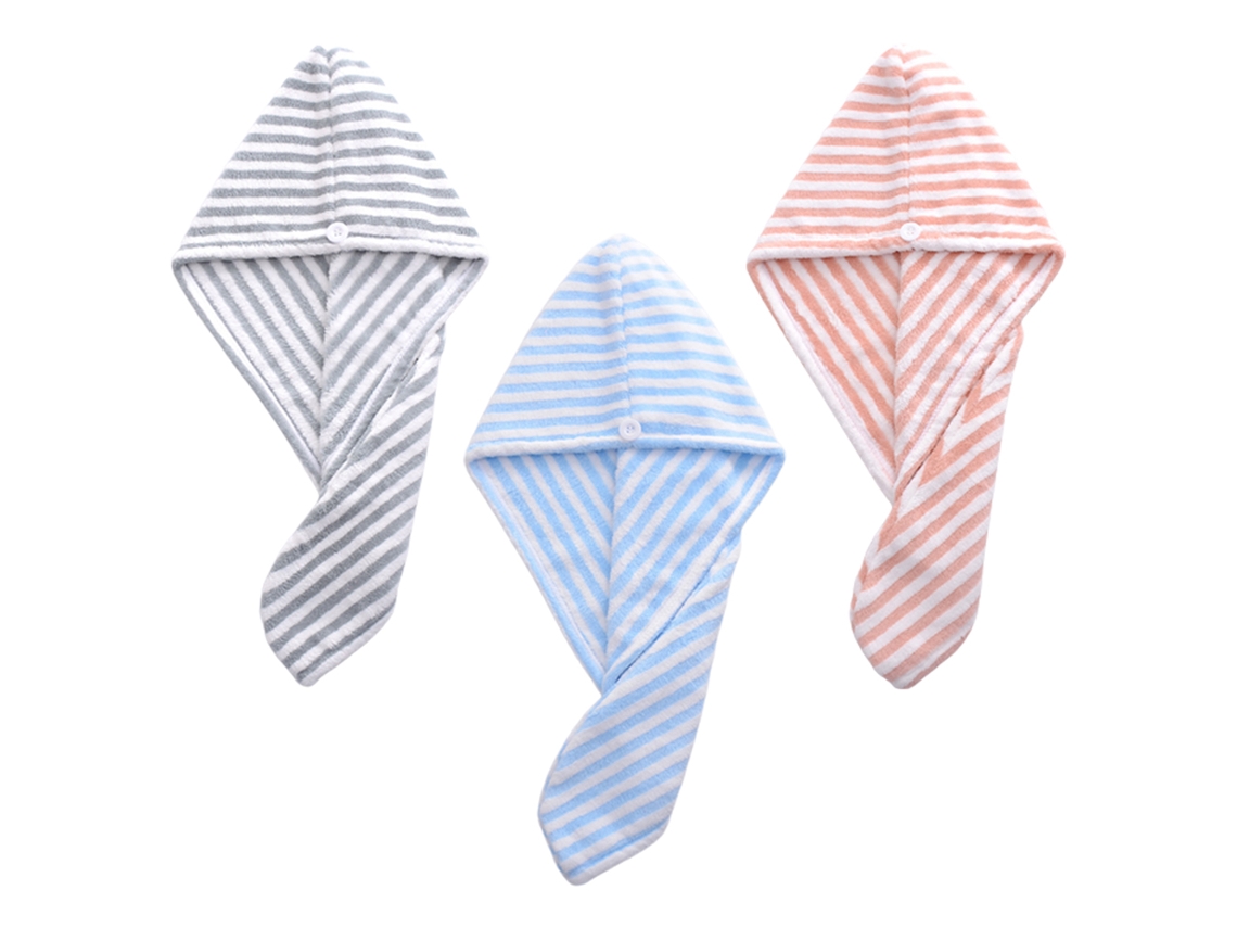 Juego de toallas Kofihety cabello con botones secado - 3 piezas (25x15x8 cm)