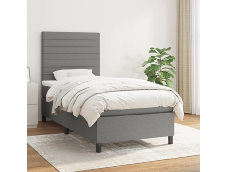 Cama con somier VIDAXL (Gris - Tela - 203 x 90 x 128 cm)
