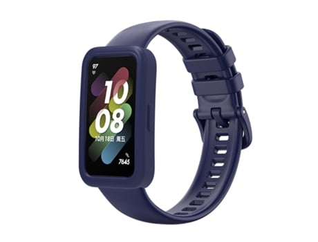 Funda protectora de silicona para Huawei Band 8 + kit de correa de reloj de silicona (azul marino)