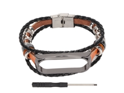 Rebe-cinta De Pulso De Couro Para Mi Band 6 5 Nfc Marrom Preto