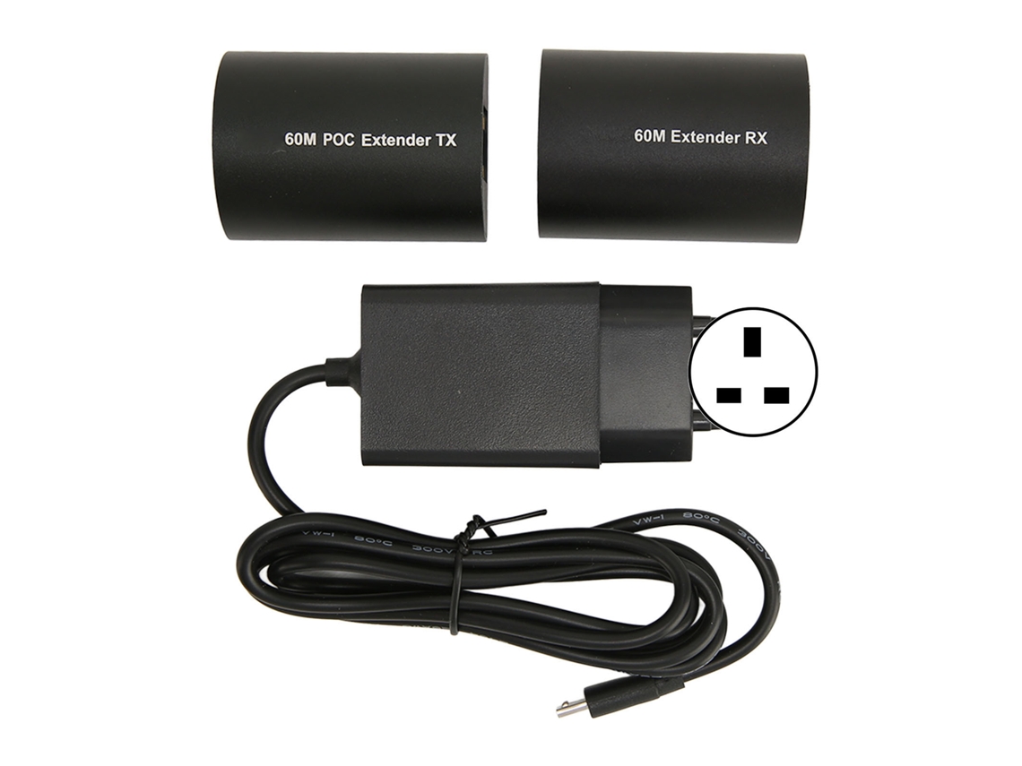 Extensor Mali de Interface Multimídia HD, 60m, Cabo Ethernet Cat5/6/7, 1080p, Plug UK