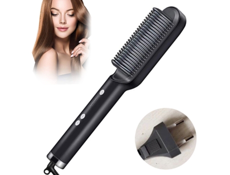 1 peine alisador de pelo iónico: cepillo alisador de pelo y plancha para un calor uniforme, ajustes de temperatura y pantalla LED, herramientas pro...