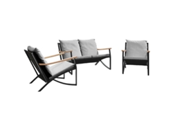 Maison Exclusive - Juego de muebles de balcón de 3 piezas con cojines, acero negro