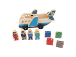 Avión De Juguete De Bloques De Madera Con Muñeca Y Maleta Para La Educación Infantil Temprana.