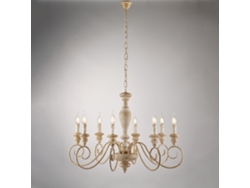 Cascina - Araña De Madera Y Hierro Blanco Y Gris Tórtola 8 Luces 121 - Ø82 - Bl265-8-bt