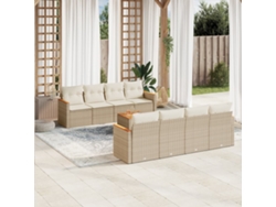 Conjunto de 9 sofás de jardín con cojines de mimbre beige de Dkd Home Decor