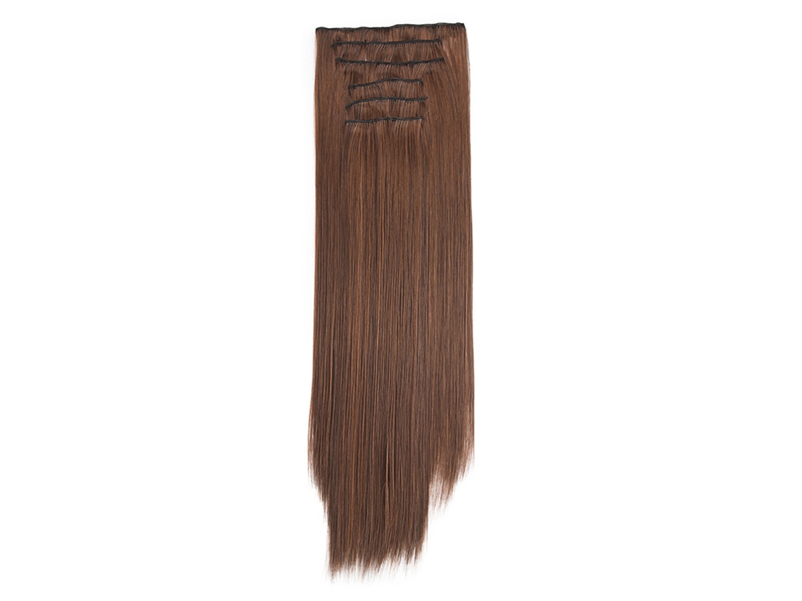 6 Extensiones De Cabello Largas Y Lisas Con Clip Para Uso Diario, 60 Cm, Fibra Química Resistente Al Calor.