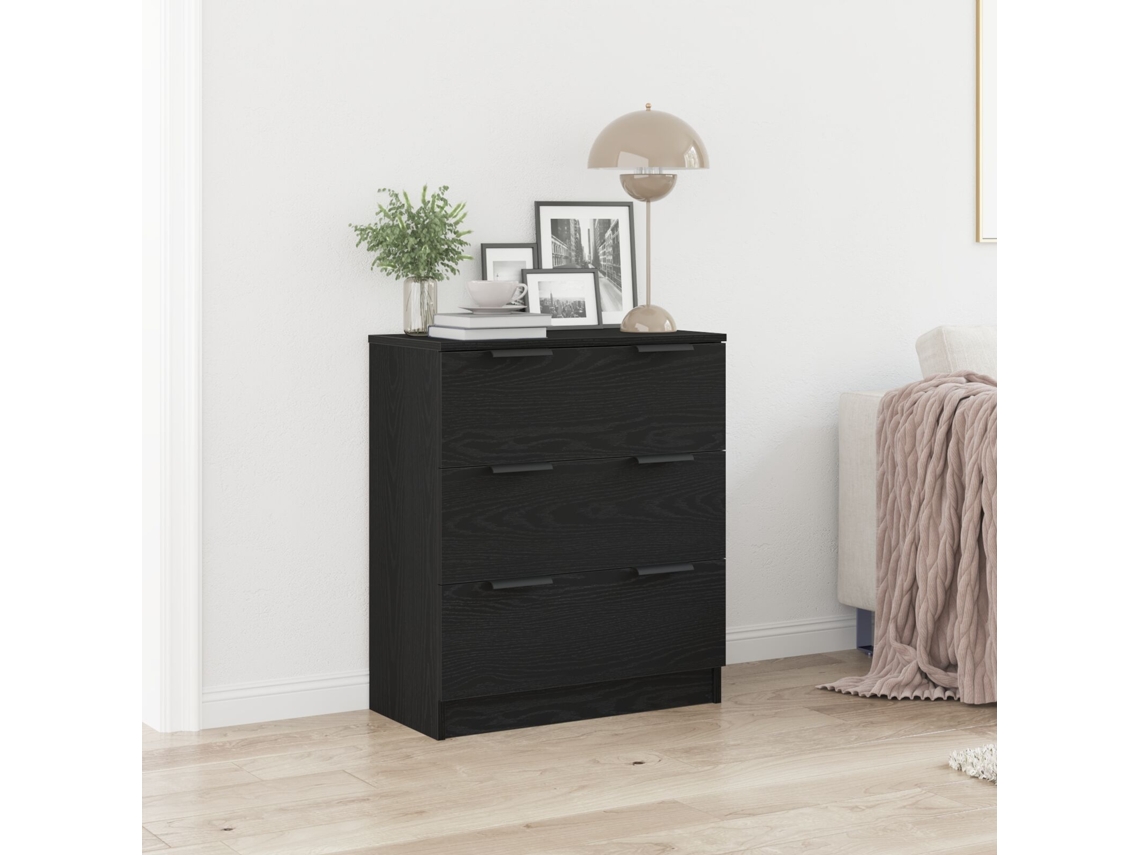 Aparador De Roble Negro De 60x30x70 Cm De Madera Elaborada