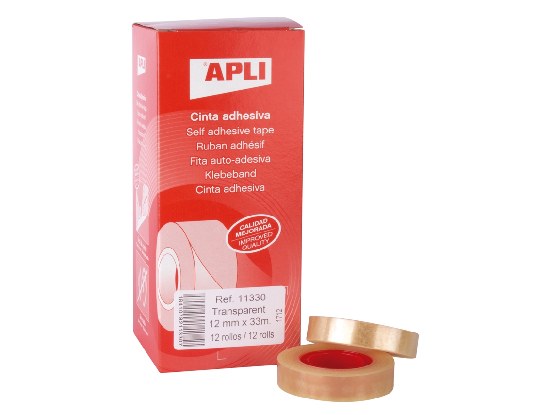 Cinta Adhesiva Transparente 12Mm X 33M Resistente Al Agua Y a La Intemperie Apli
