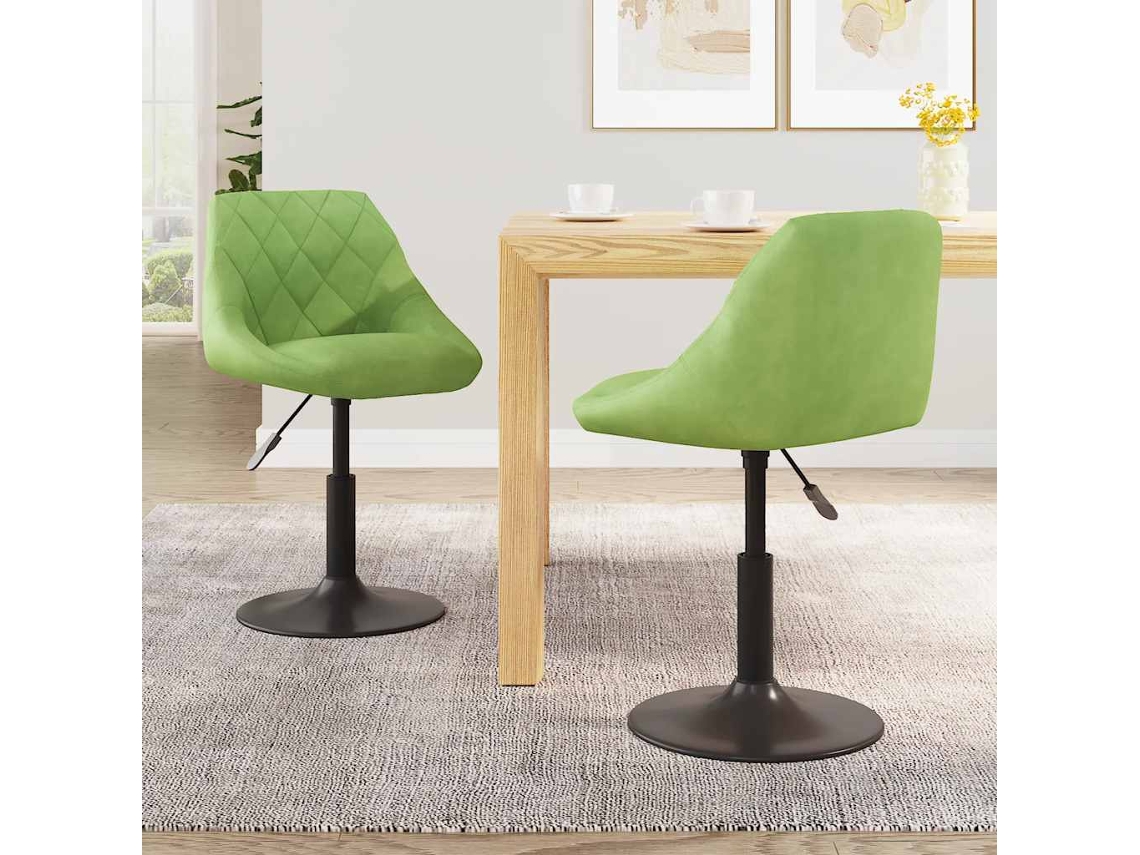 2 sillas de comedor | Silla de comedor | Silla giratoria de cocina de terciopelo verde claro