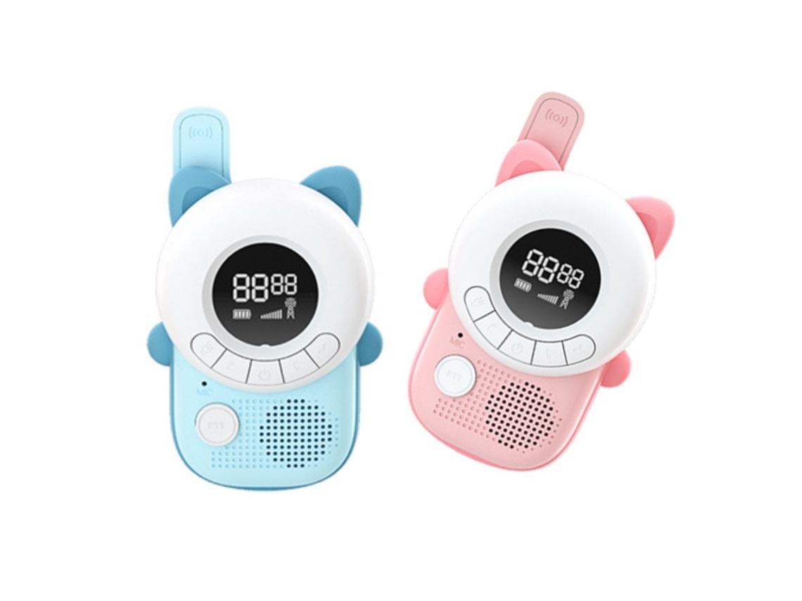 TECHKIDZ Pareja de walkie talkies para niños con pantalla LCD retroiluminada Modelo Miau Azul