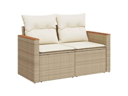 Maison Exclusive - Sofá de jardín de 2 plazas con cojines, mimbre, color beige