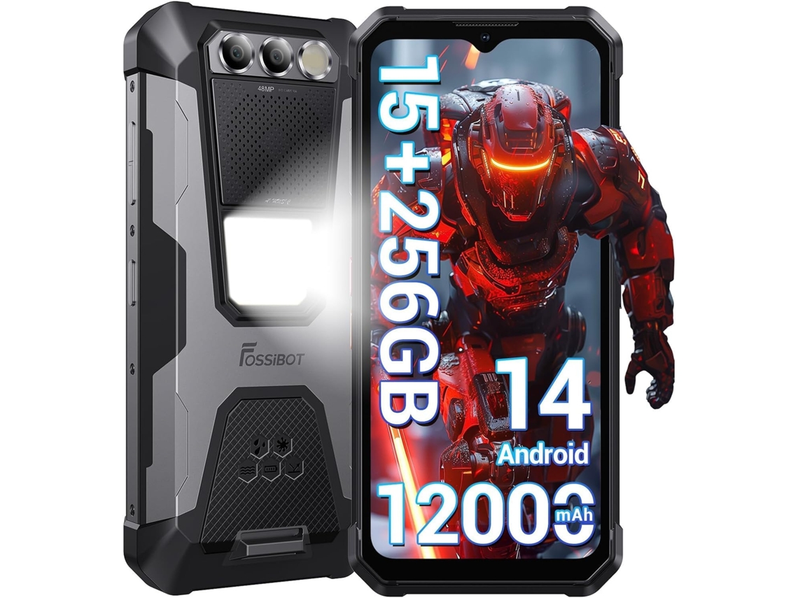 Smartphone robusto Fossibot F106 Pro 15 GB/256 GB 12000 mAh 6,58" 48 MP/20 MP Visión nocturna, Altavoz 110 dB Android 14
