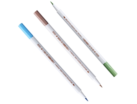 3 bolígrafos de pintura para pintura rupestre, cerámica, vidrio, madera, lienzo. Rotuladores de pintura Punta extrafina Marrónazul cieloverde claro