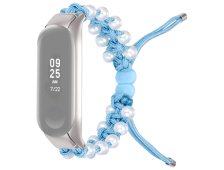 Correa de nailon decoración de cuentas diseño de cordón ajustable para Xiaomi Mi Band 5/6 - azul