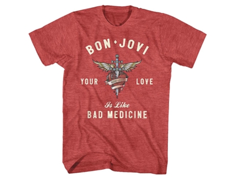 Camiseta ROCKINSTONE Tu amor es como una mala medicina Bon Jovi (XXXL)