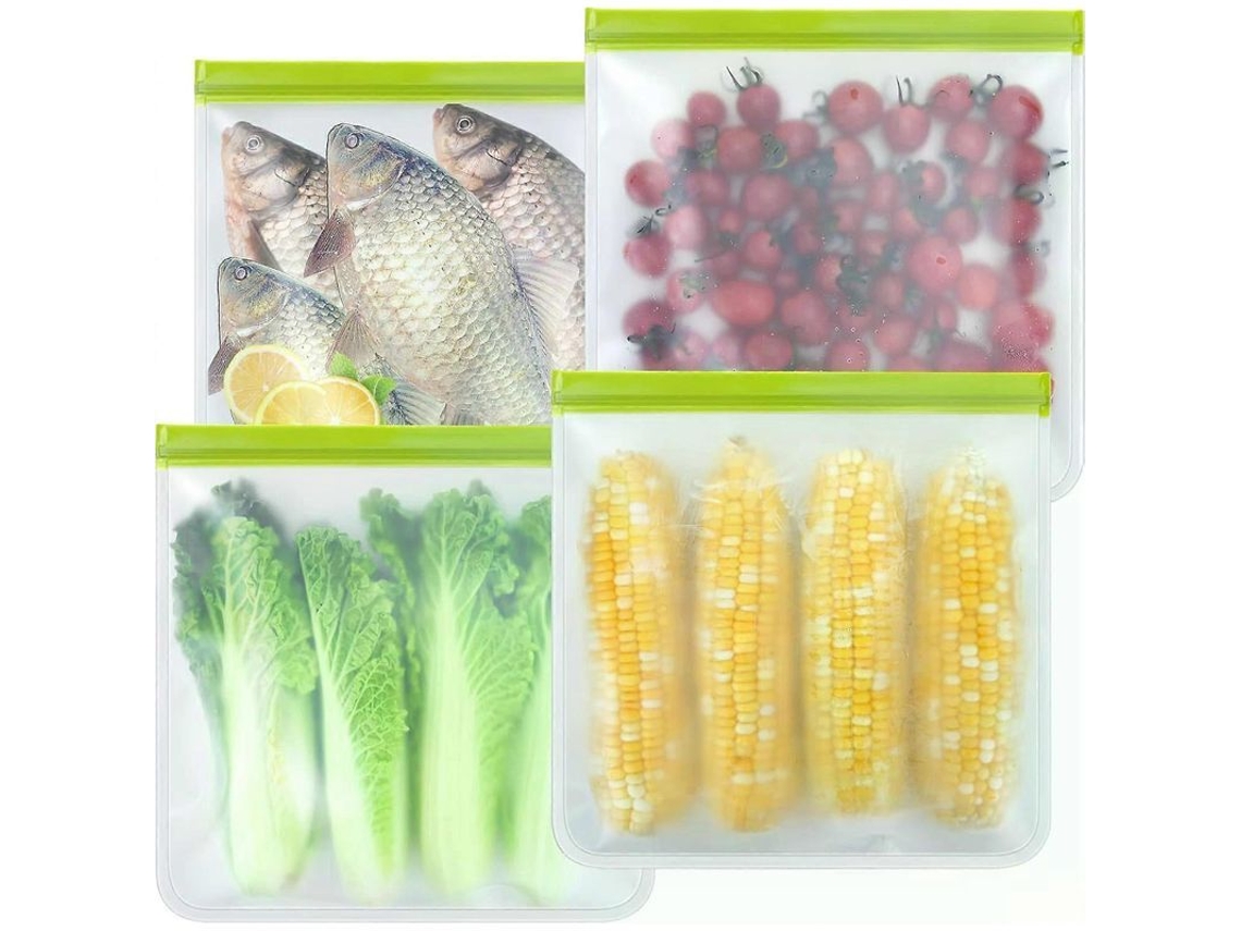 Bolsas Reutilizables Para Congelar De Un Galón, Paquete De 4 Unidades De Silicona Con Cremallera A Prueba De Fugas.