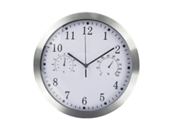 Reloj De Pared Silencioso De 30 Cm Con Termómetro E Higrómetro Para Uso En Interiores Y Exteriores, Lente De Cristal De Alta Calidad Y Diseño Fácil De