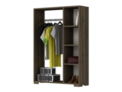 Perchero Burro Nesbyen con 4 estantes aglomerado 126x90x30 cm Efecto Nogal [EN.CASA]