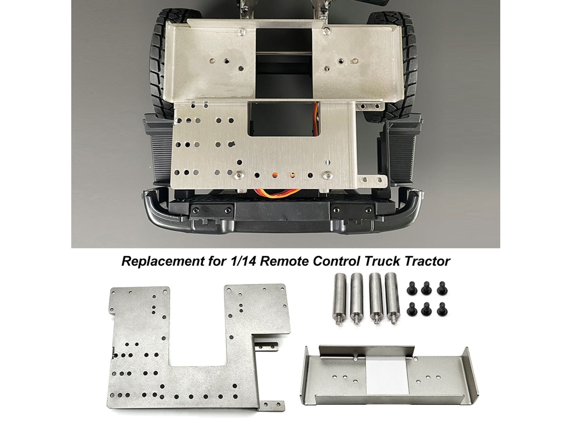 Placa Superior De Batería De Acero Inoxidable Y Placa Del Segundo Piso Para La Actualización Del Camión De Control Remoto Tamiya A Escala 1/14