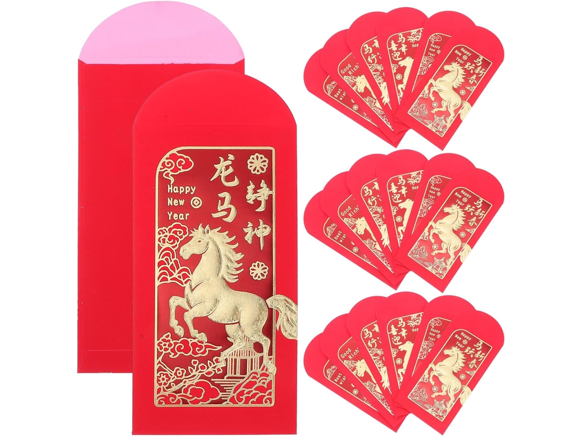 36 Sobres Rojos Para El Año Nuevo Chino 2026, Diseño Del Caballo, Paquete Grande De 6x6 Unidades