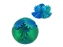 Bola Giratoria Con Engranajes Impresa En 3d Para Aliviar El Estrés Y Promover La Relajación En Adultos Y Niños, 7,9 Cm, Azul Verdoso.