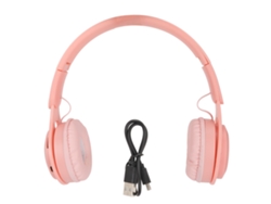 Auriculares Estéreo Plegables Bluetooth Estilo Macaron Y08 Para Niños, Color Rosa, Supraaurales.