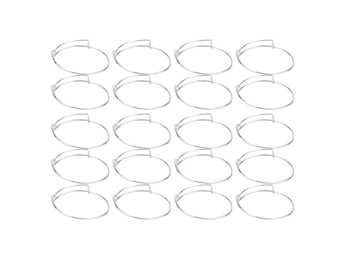 20 Piezas Pulsera Ajustable Expandible De Acero Inoxidable Para Armar Tú Mismo, Color Plata Antioxidante