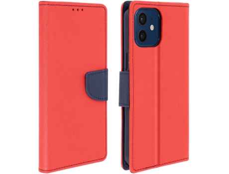 Funda iPhone 12 Mini AVIZAR Cartera Fancy Style Rojo