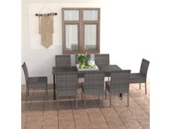 Juego de comedor de jardín de mimbre PE gris Dkd Home Decor