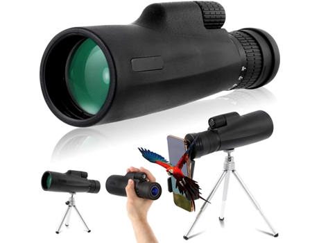Monocular CHRONUS Prisma Bak4 con montaje en Smartphone y Trípode Ajustable Visión Nocturna de Baixa Potencia Negro 10-30X50Mm