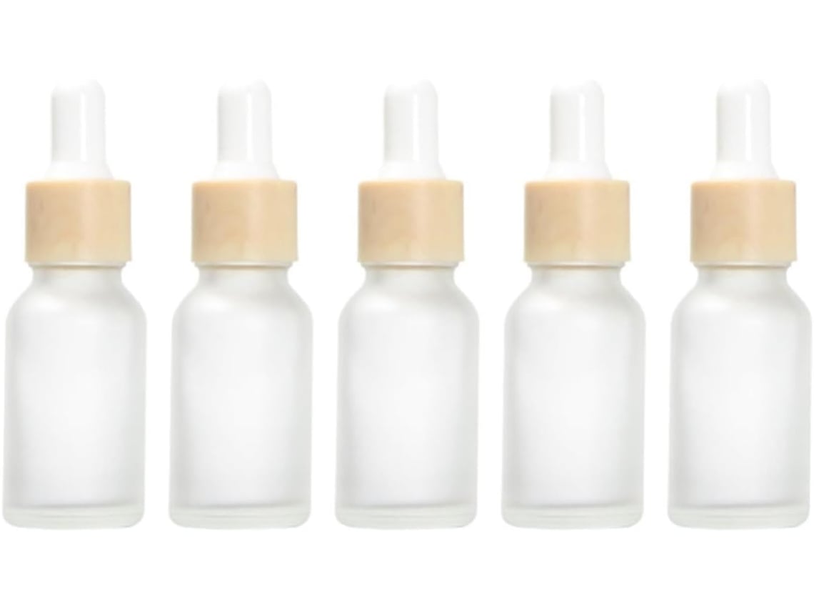 Frascos Conta-gotas Com Ponta De Borracha E Vidro Fosco, Pacote Com 5 Unidades, 15 Ml