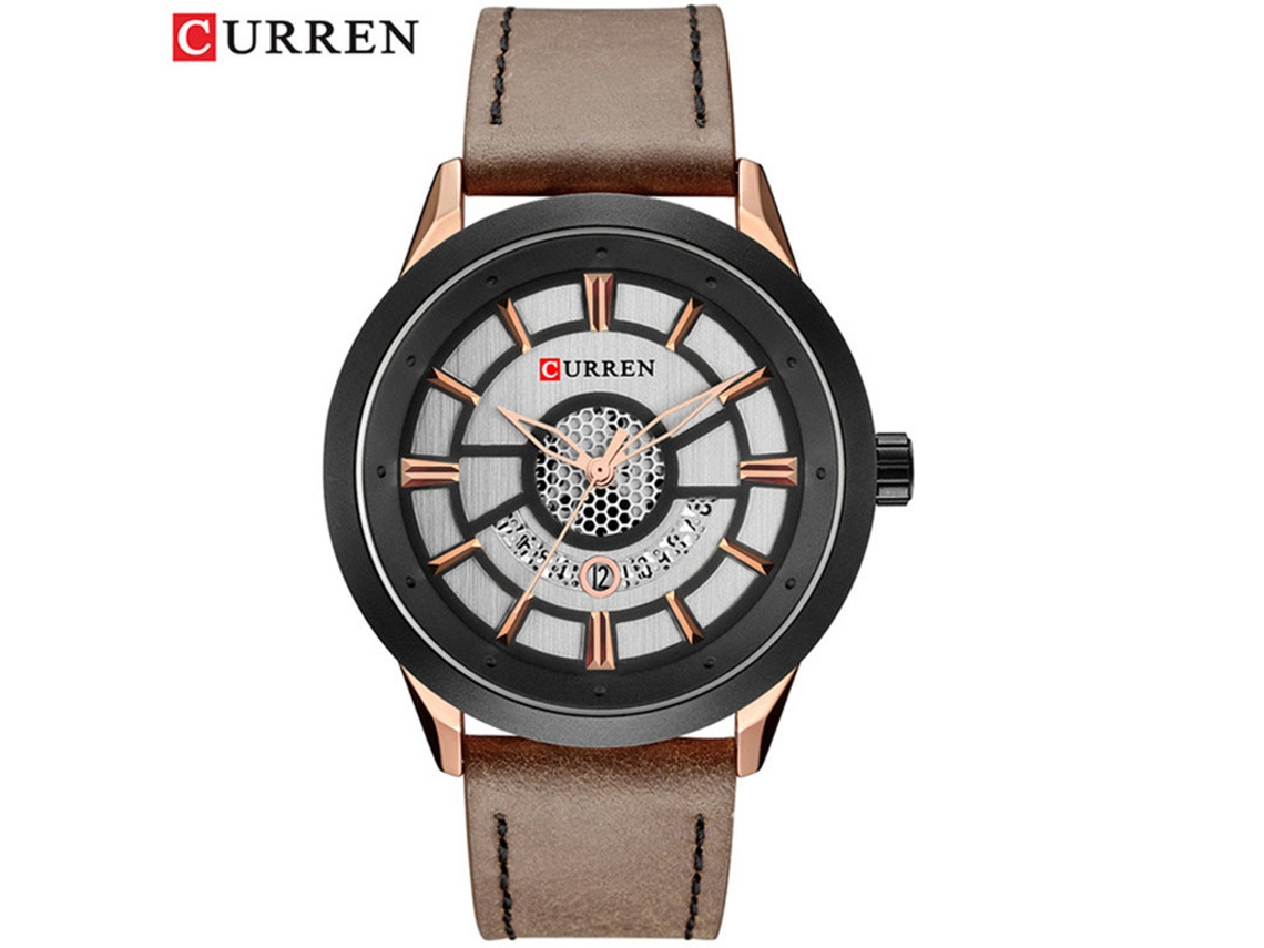 Elegante Reloj De Pulsera Multifuncional Para Hombre Con Correa De Cuero, Calendario Y Mecanismo De Cuarzo Resistente Al Agua.
