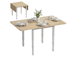 Mesa de comedor plegable para 2 a 6 personas, de 74 a 134 cm. Mesa de cocina con 2 extensiones plegables. Patas de acero. Madera natural.