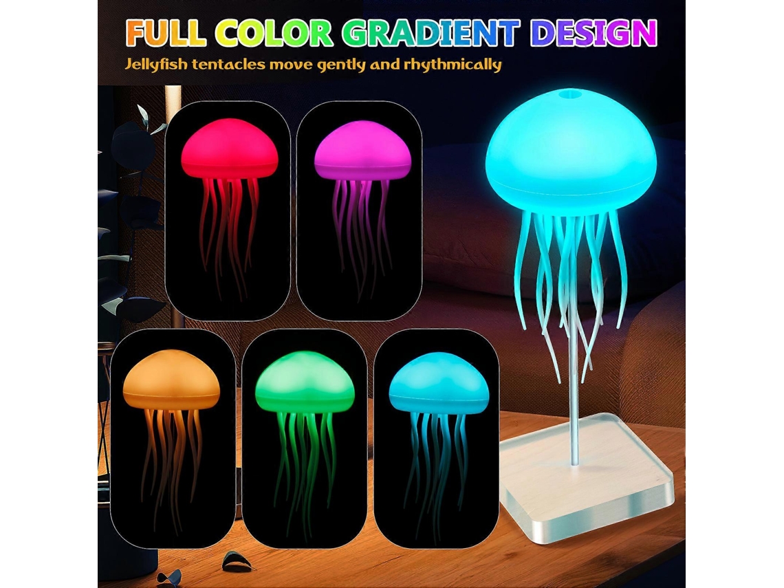 Lámpara con forma de medusa con degradado de color, luz cálida y suave, luz nocturna exclusiva para cumpleaños - Rosewell