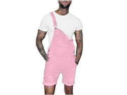 Pantalones Cortos Vaqueros Informales Para Hombre Con Bolsillo En El Pecho Y Cinturón De Cuerda - B
