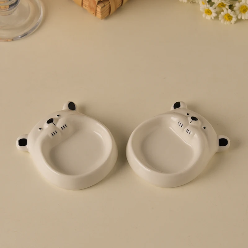 (2 Piezas) Pequeños Platos De Cerámica Para Condimentos, Lindos Platos Para Salsa Con Forma De Perrito, Cuencos Para Mojar