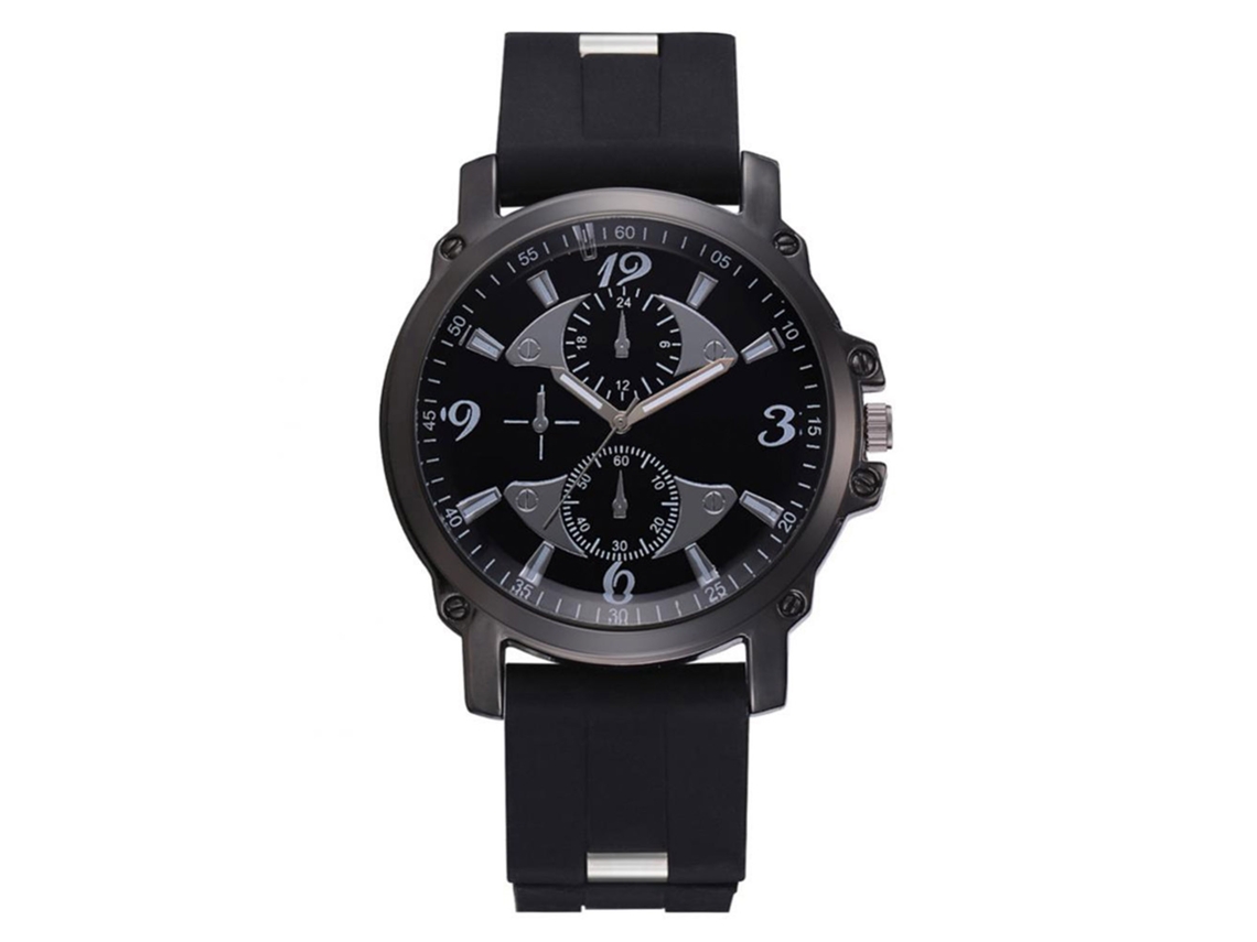 Reloj De Pulsera Clásico Para Hombre Con Correa De Silicona Y Esfera Numérica Moderna (negro).