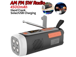 Radio portátil de emergencia Viewleaf de 4500 mAh AM/FM/SW con Bluetooth, carga USB-C, energía solar, manivela, linterna y alarma SOS para acampar.