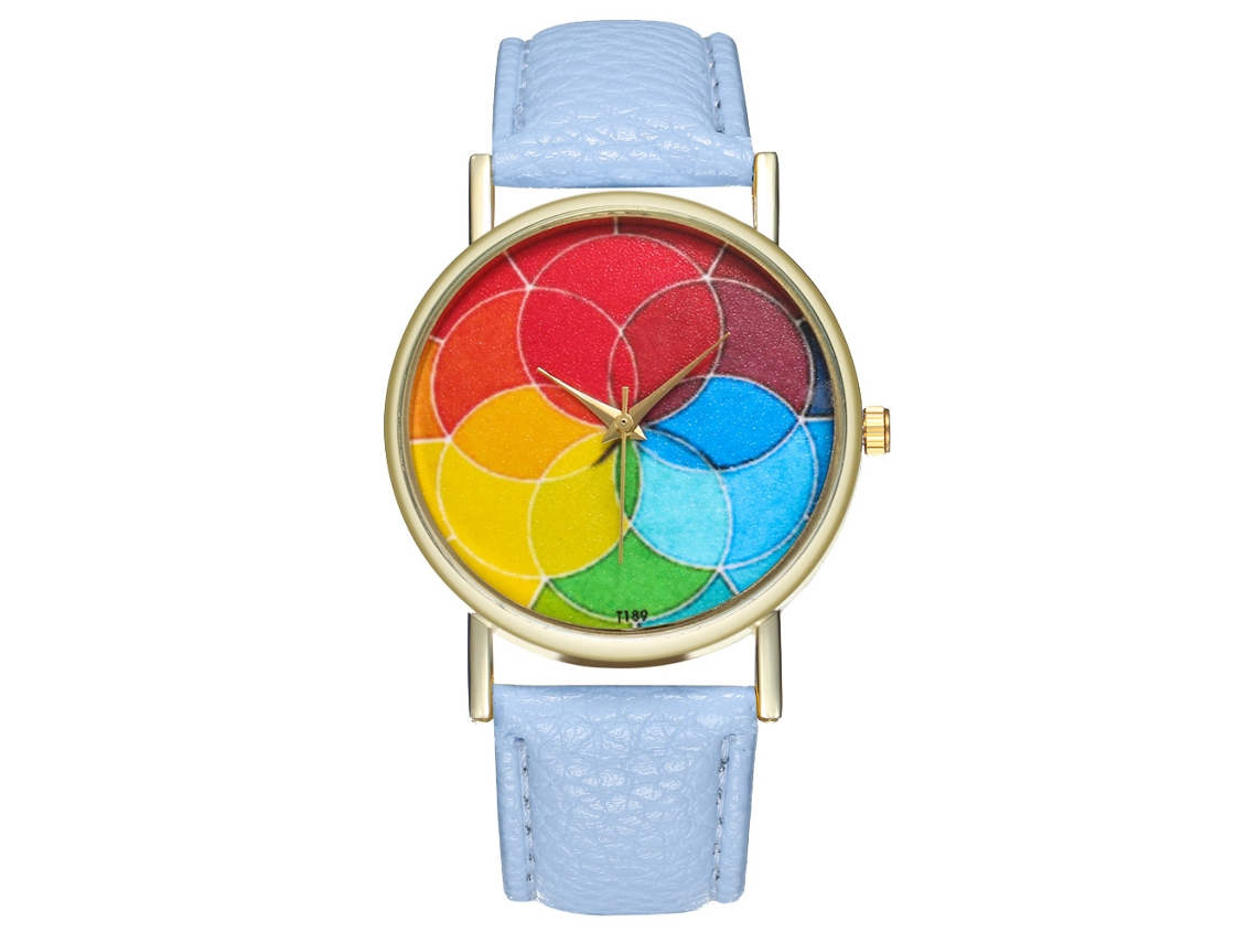 Reloj Casual De Moda Unisex De Cuarzo Con Correa De Cuero Azul Claro