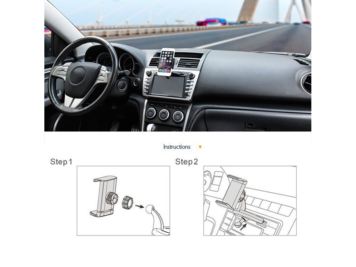 Soporte Para Cd De Coche Con Ajuste De 360 Grados, Soporte Para Teléfono Móvil De Coche Con Ancho De 55 A 85 Mm.