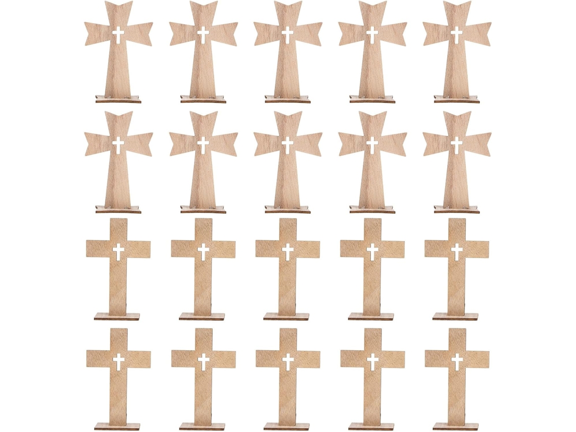 Juego 20 Cruces Madera Hechas Decoración Religiosa Hogar Adornos Decorativos Fiestas Natural 10 Piezas