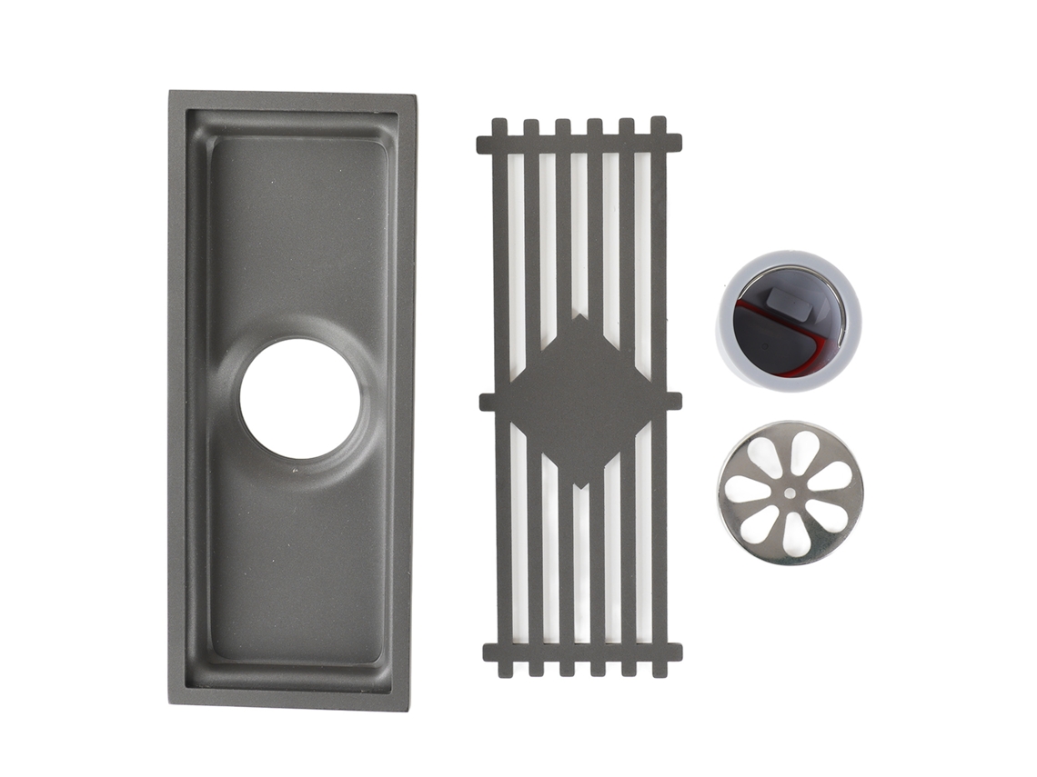 Desagüe rectangular de acero inoxidable para suelo, resistente a la corrosión y a prueba de derrames.