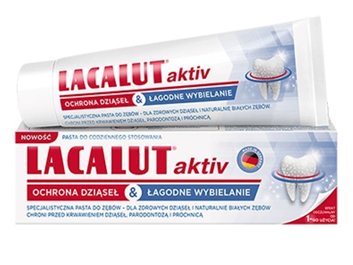 Pasta dental Lacalut Aktiv, suavizante, blanqueadora y protectora de encías, 75 ml Natur Produkt Pharma