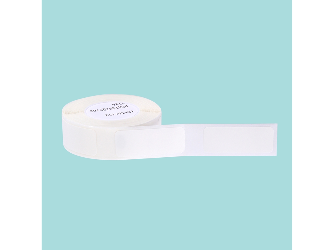 Etiquetas termoadhesivas de papel de 12x30 mm, 210 unidades, resistentes al agua y al desgarro, ideales para supermercados, hogares y hostelería.